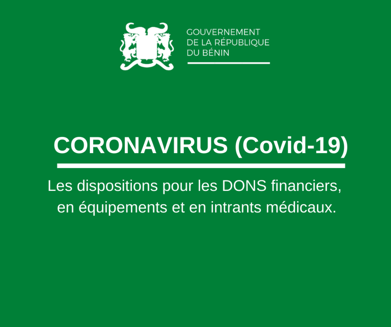 CORONAVIRUS - COMMUNIQUE RELATIF AUX DISPOSITIONS POUR LES DONS FINANCIERS,  EN EQUIPEMENTS ET EN INTRANTS MEDICAUX
