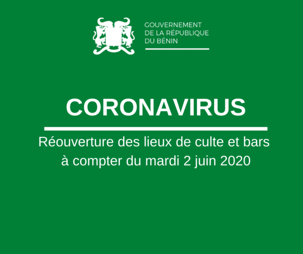 CORONAVIRUS - Réouverture des bars et lieux de culte dès le mardi 2 juin 2020