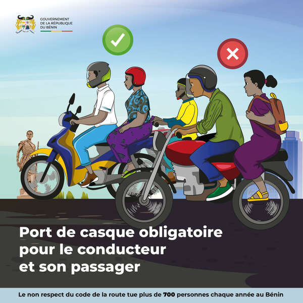 Défaut de port de casque sur les routes : L’amende forfaitaire fixée à 5 mille (5000) Francs CFA