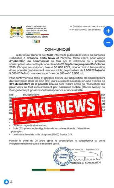 Faux communiqués et escroquerie foncière : L’ANDF alerte l’opinion publique